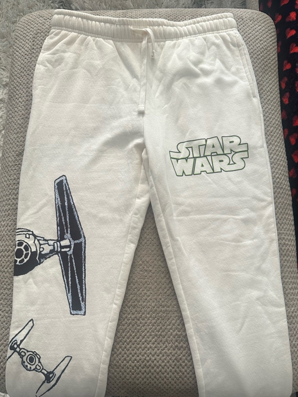 NEW- WOT. Retro women’s Star Wars joggers Sweatpants. Cream color with pockets.